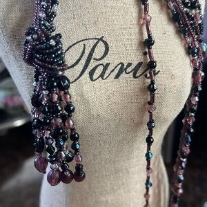 Chico’s long beaded necklace with tassel